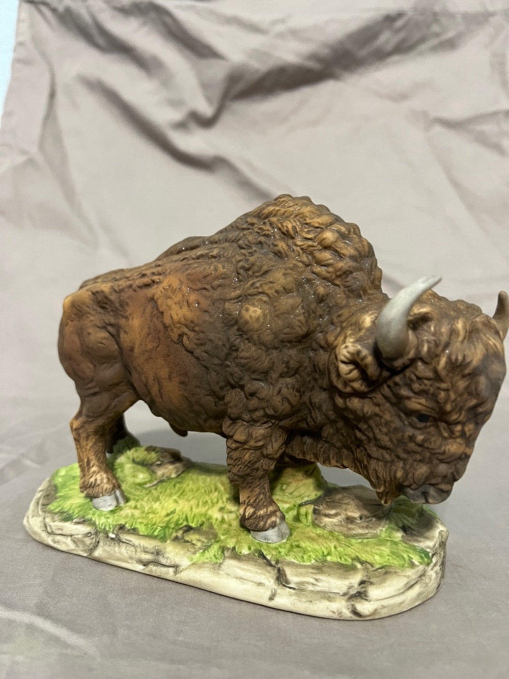 Vintage porcelain bison figurine made by Andrea Sadek